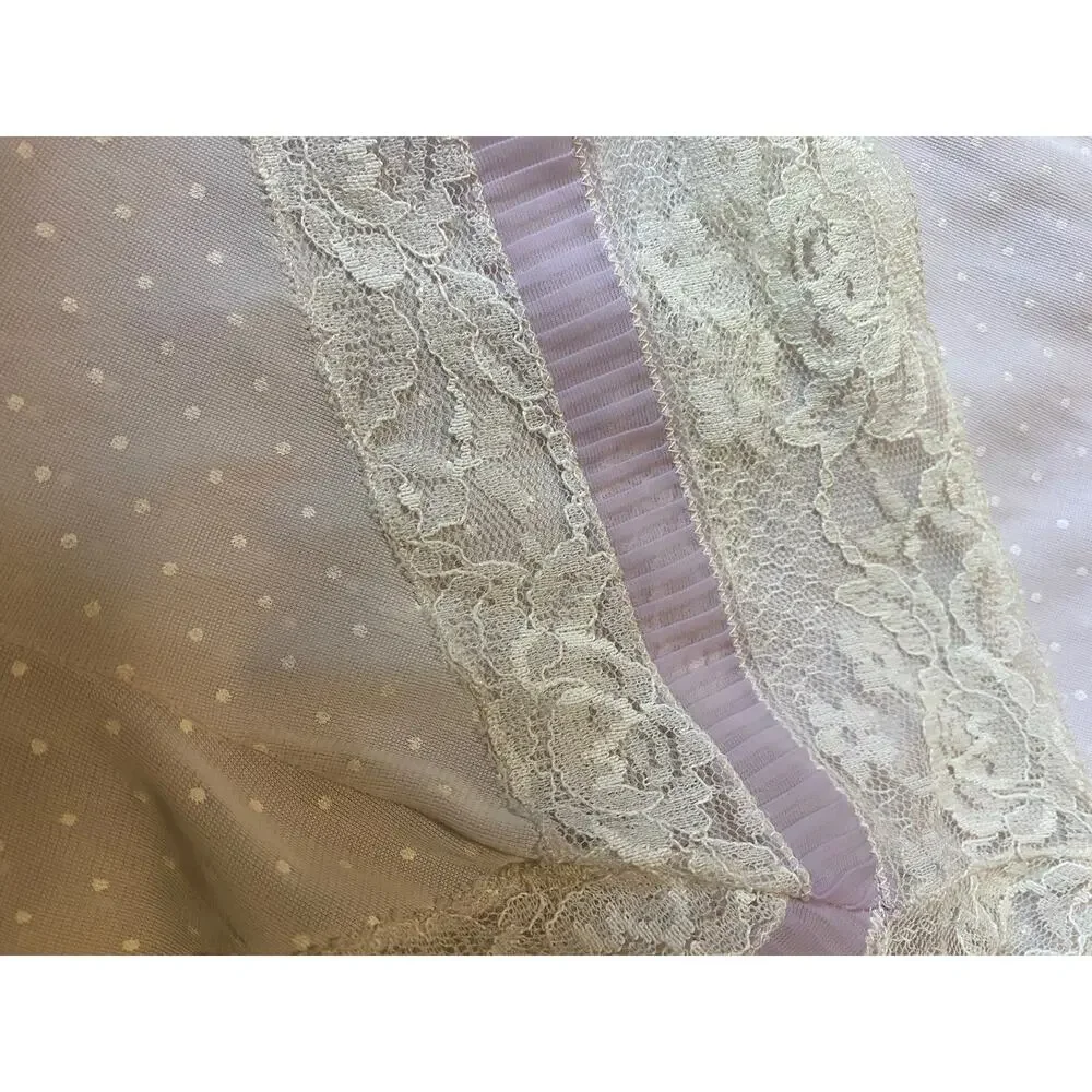 Vintage lace slip dress Pinup‎ Sheer lilac polka dot